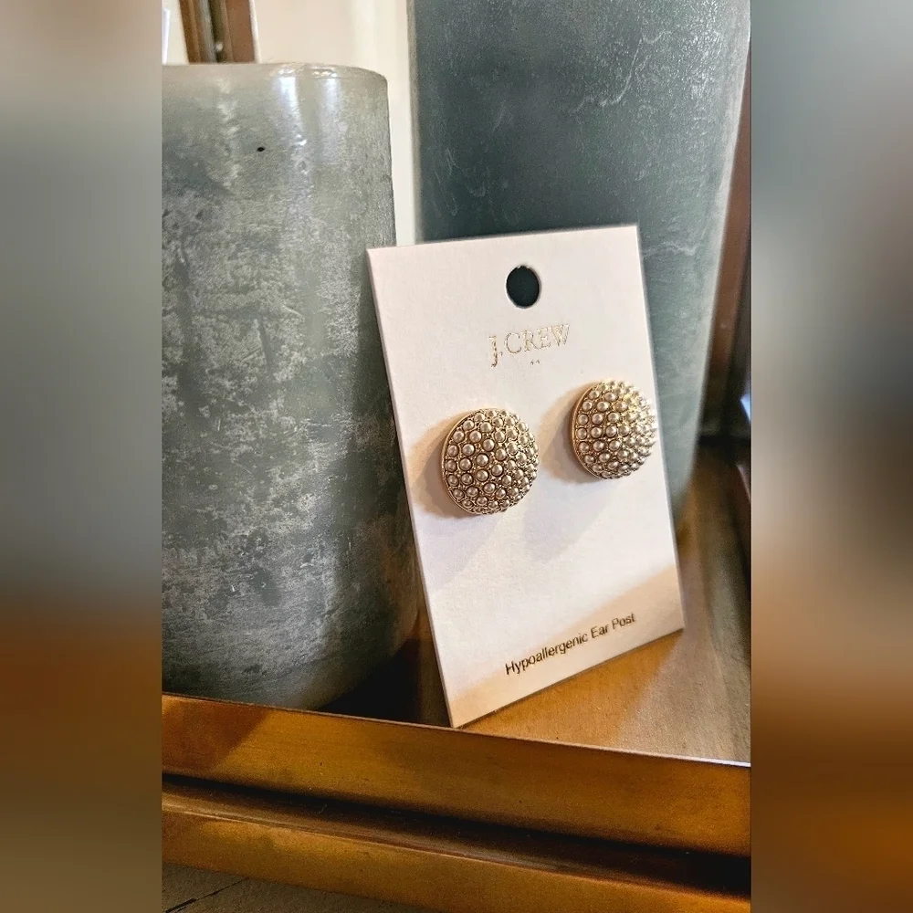 J. Crew Pearl Pave Stud Earrings